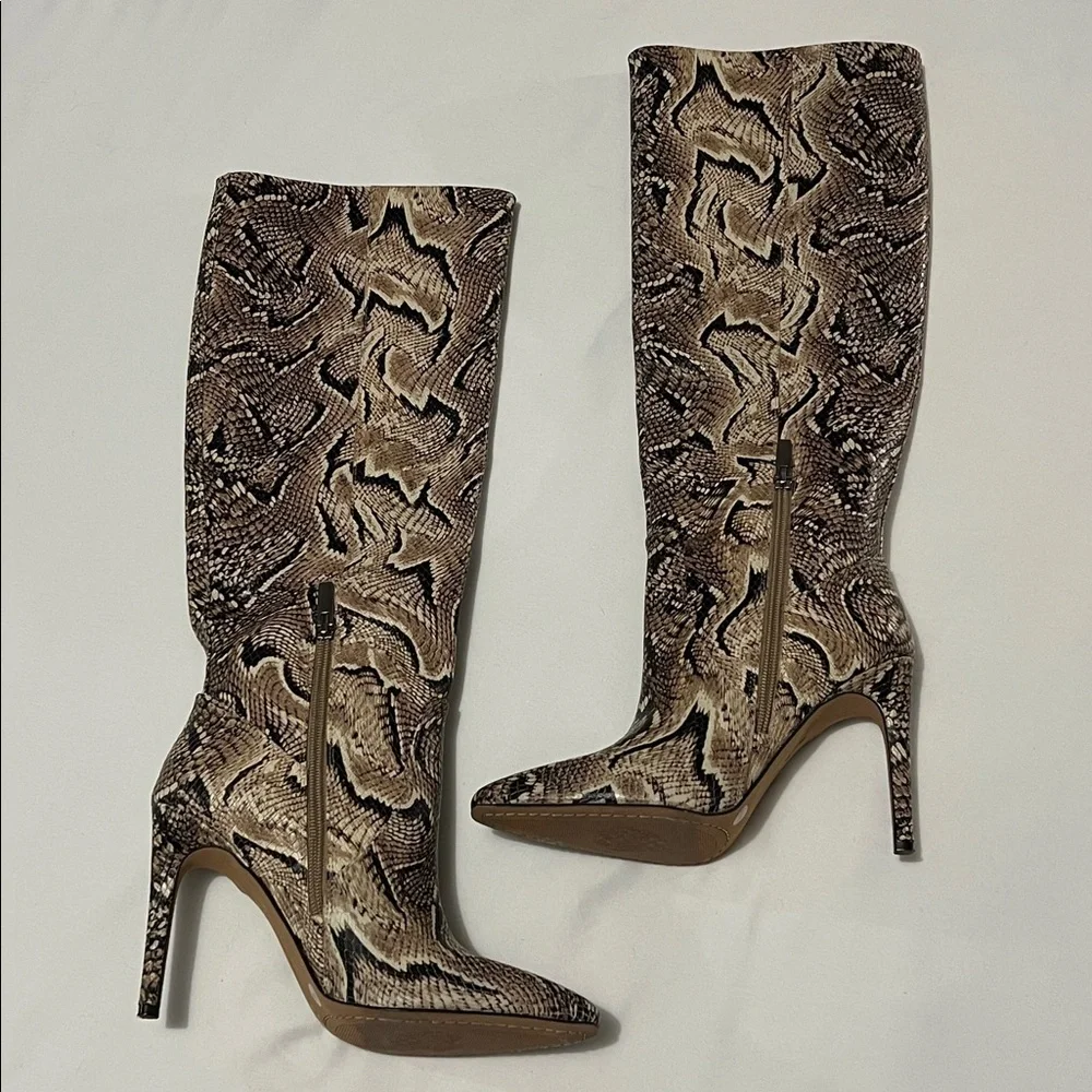 Vince Camuto Fendels Snake Print Leather Knee High Boots